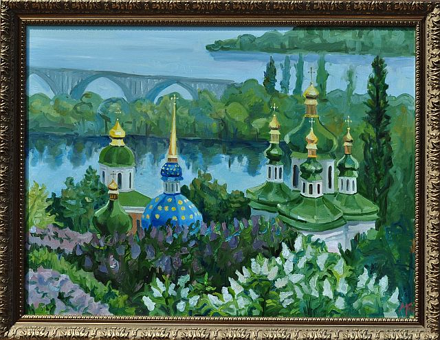 Картина, пейзаж, масло: "Выдубецкий монастырь / Видубецький монастир / Vidubetski Monastery"